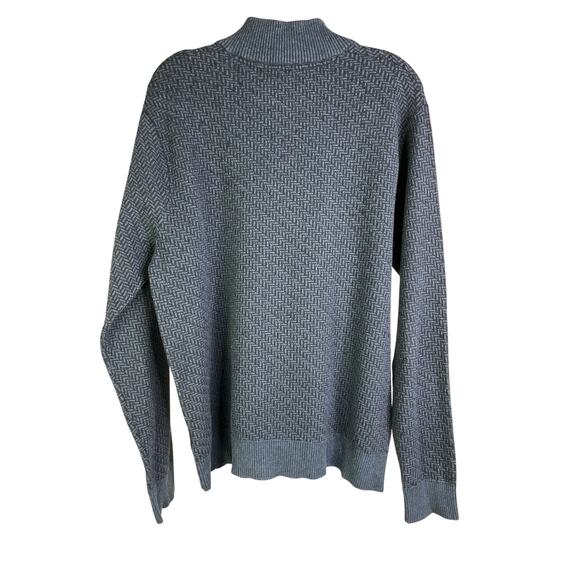 Robert Graham Sweater Mens L Blue 1/4 Zip Pullover Brennand Geometric Classic - Picture 3 of 9